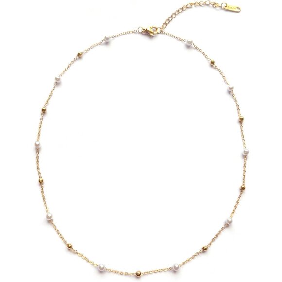 Jewelry - Elegant 18K Gold-Plated Pearl Choker Necklace - Handpicked AAA+ Quality Pearls